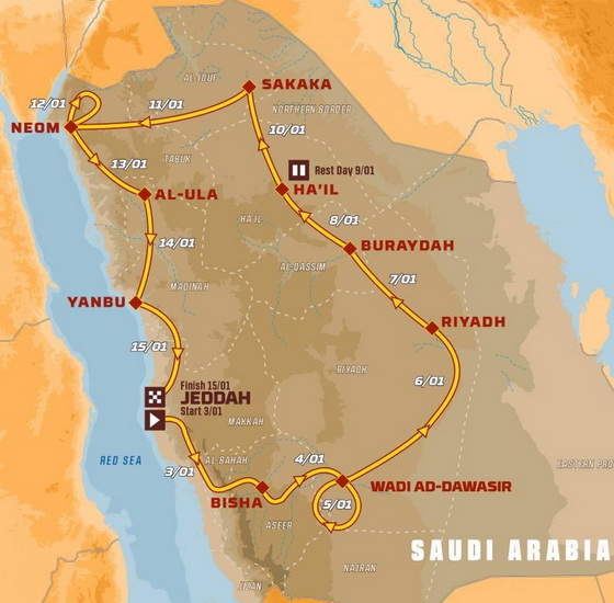 Mapa do Rali Dakar - Edio de 2021 - 43 Edio