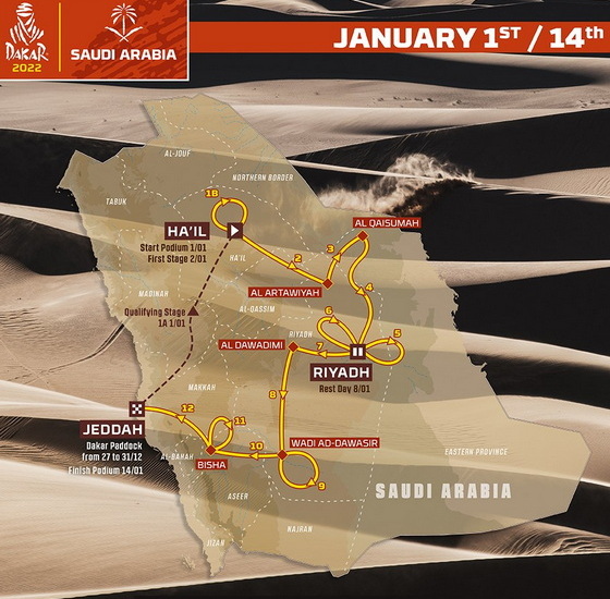 Mapa do Rali Dakar - Edio de 2022 - 44 Edio