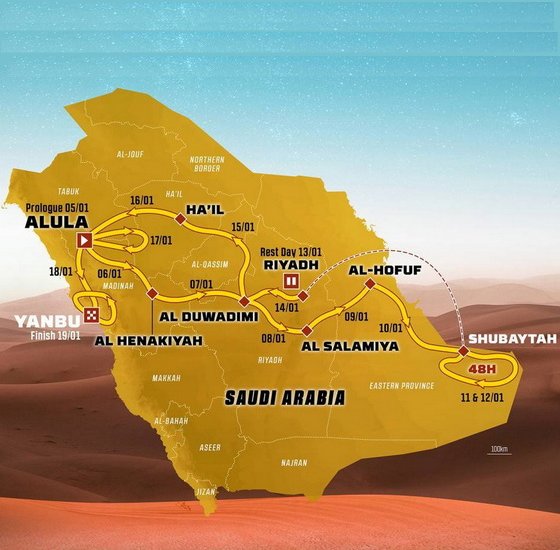 Mapa do Rali Dakar - Edio de 2024 - 46 Edio