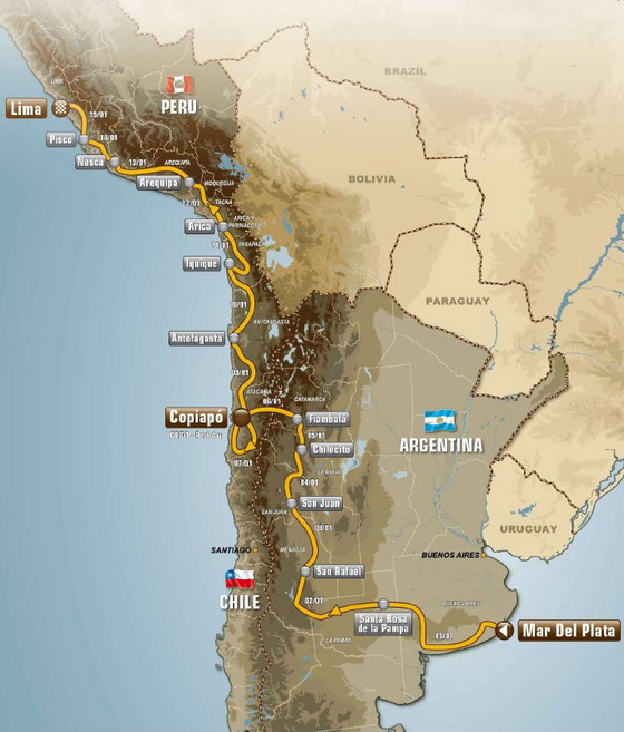 Mapa do Rali Dakar - Edio de 2012