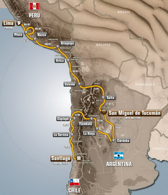 Mapa do Rali Dakar - Edio de 2013