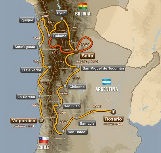 Mapa do Rali Dakar - Edio de 2014