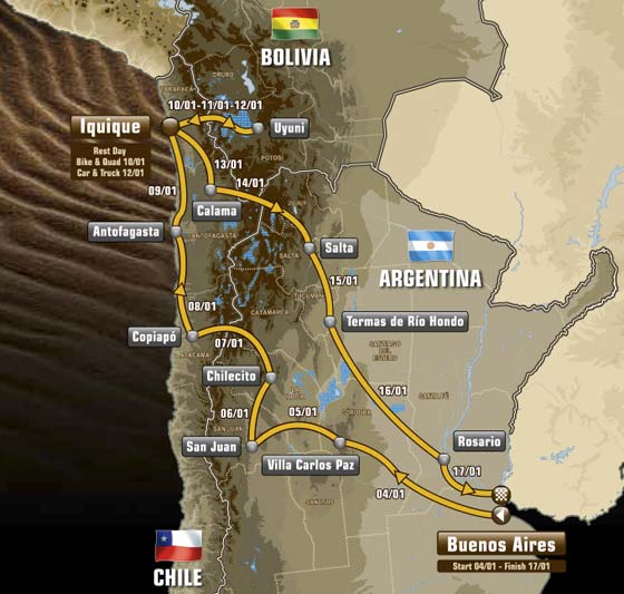 Mapa do Rali Dakar - Edio de 2015