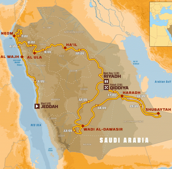 Mapa do Rali Dakar - Edio de 2020 - 42 Edio